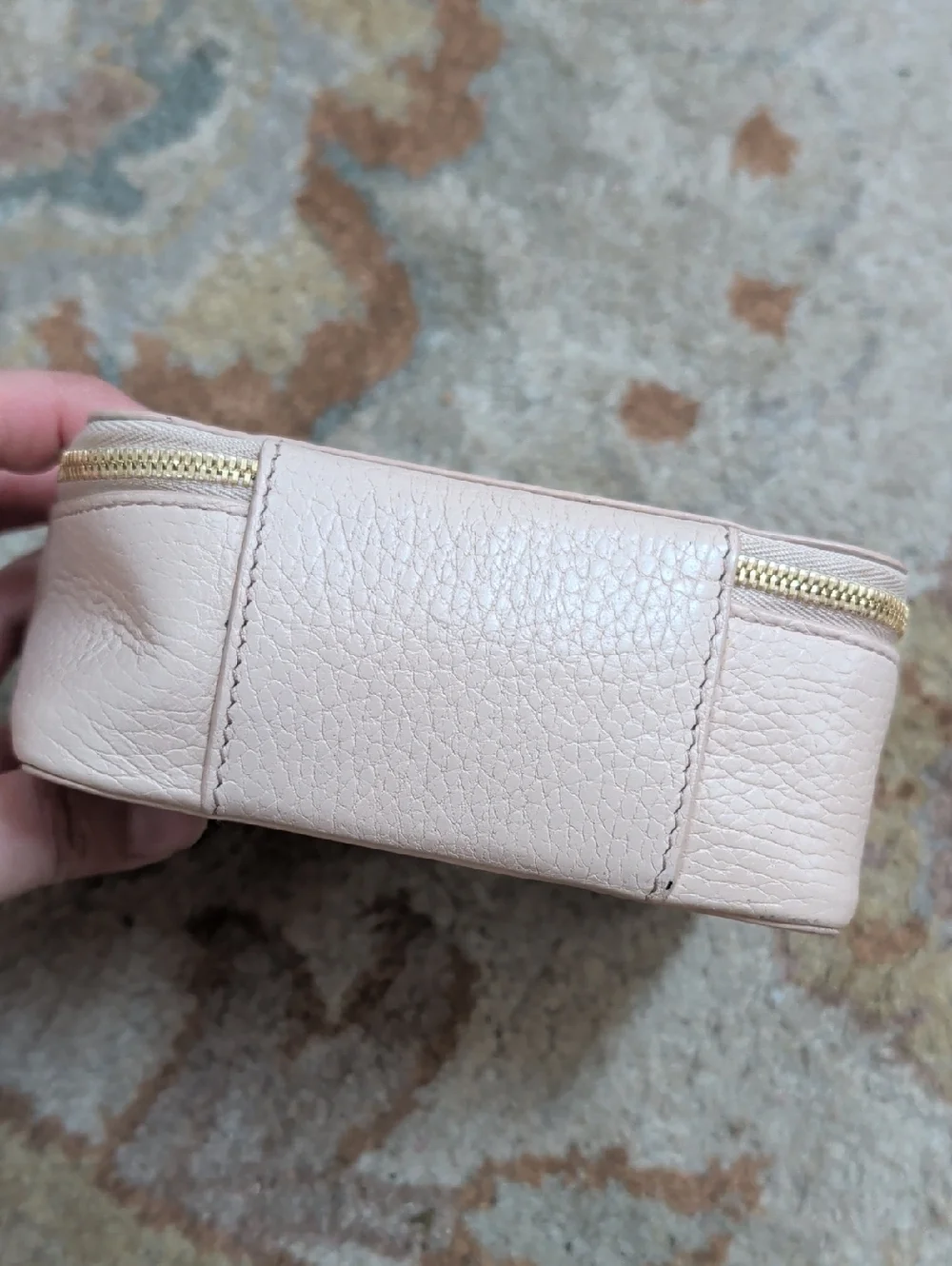 Cuyana Blush Pink Leather Travel Jewelry Case